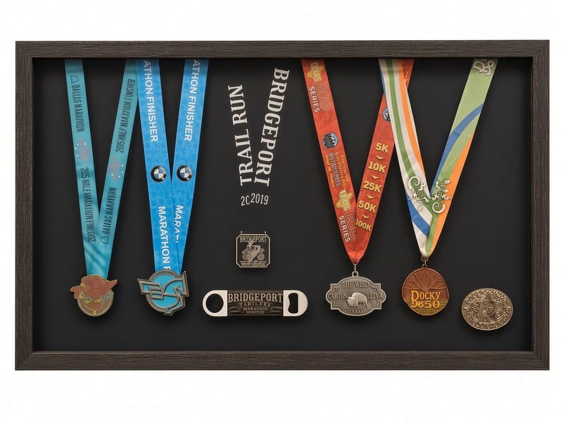 Shadow box with military memorabilia